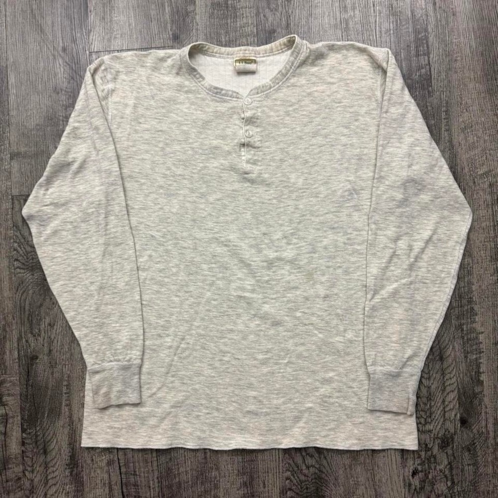 Vintage LL Bean Two Layer Wool Blend Henley River Driver's Shirt XL